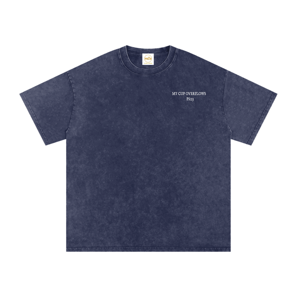 PS23 Embroidery My cup overflows Snow Washed Oversized T-Shirt