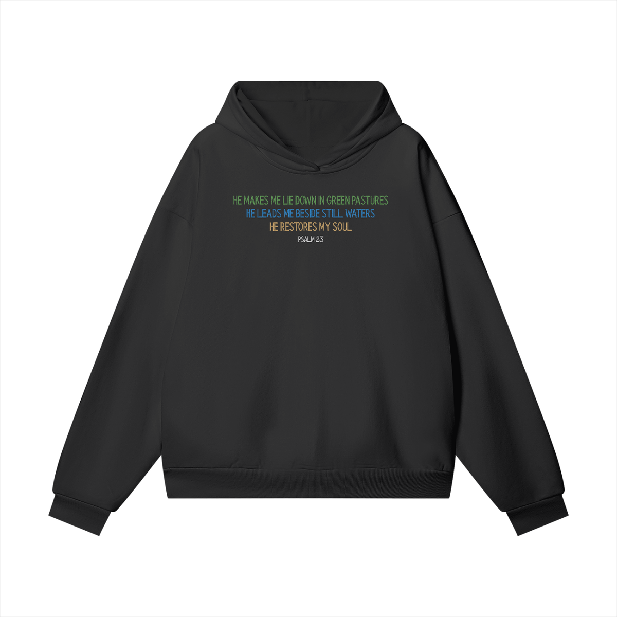PS23 Embroidery Psalm 23 Super Heavyweight Hidden Pocket Hoodie