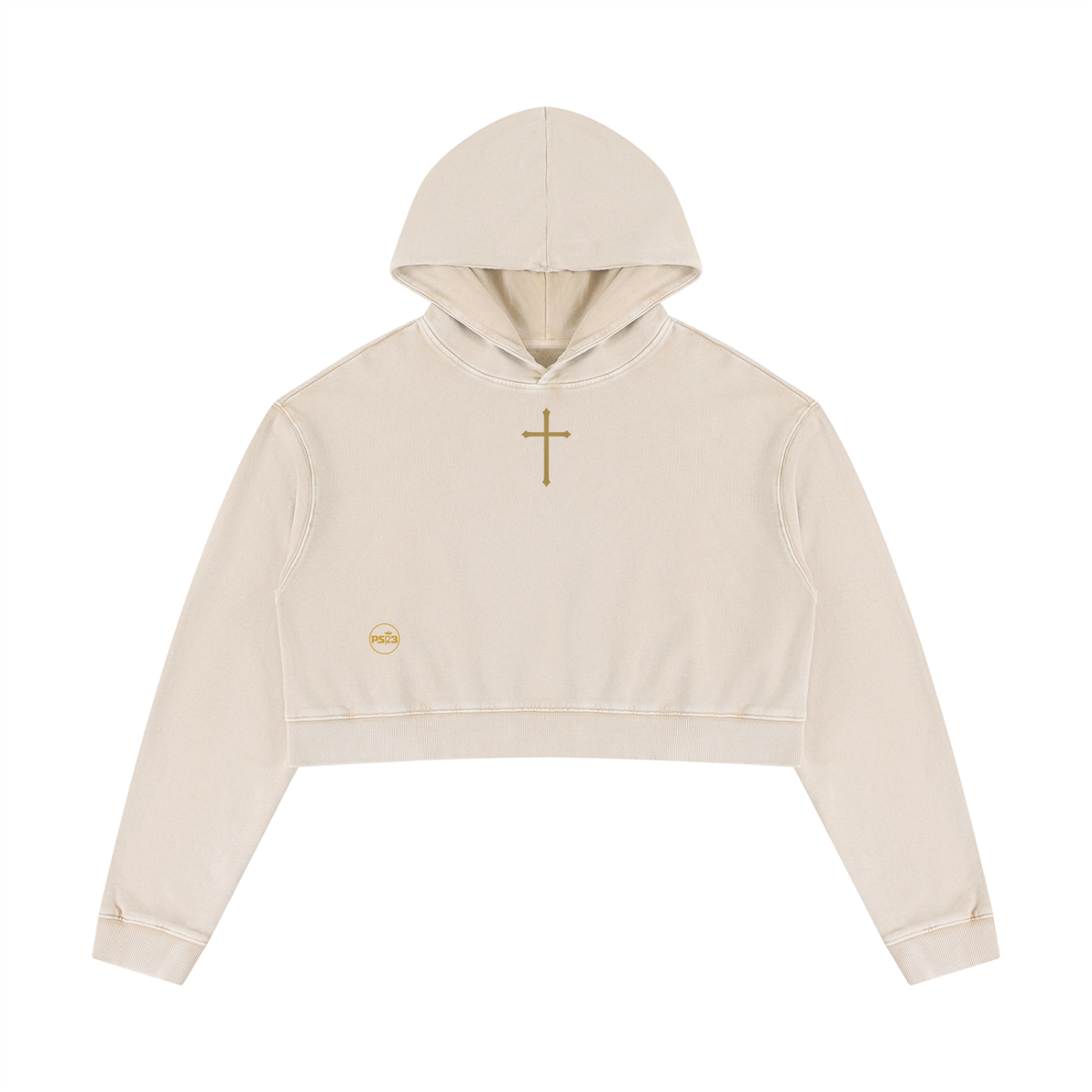 The Cross Women’s Mineral-Washed Christian Crop Hoodie