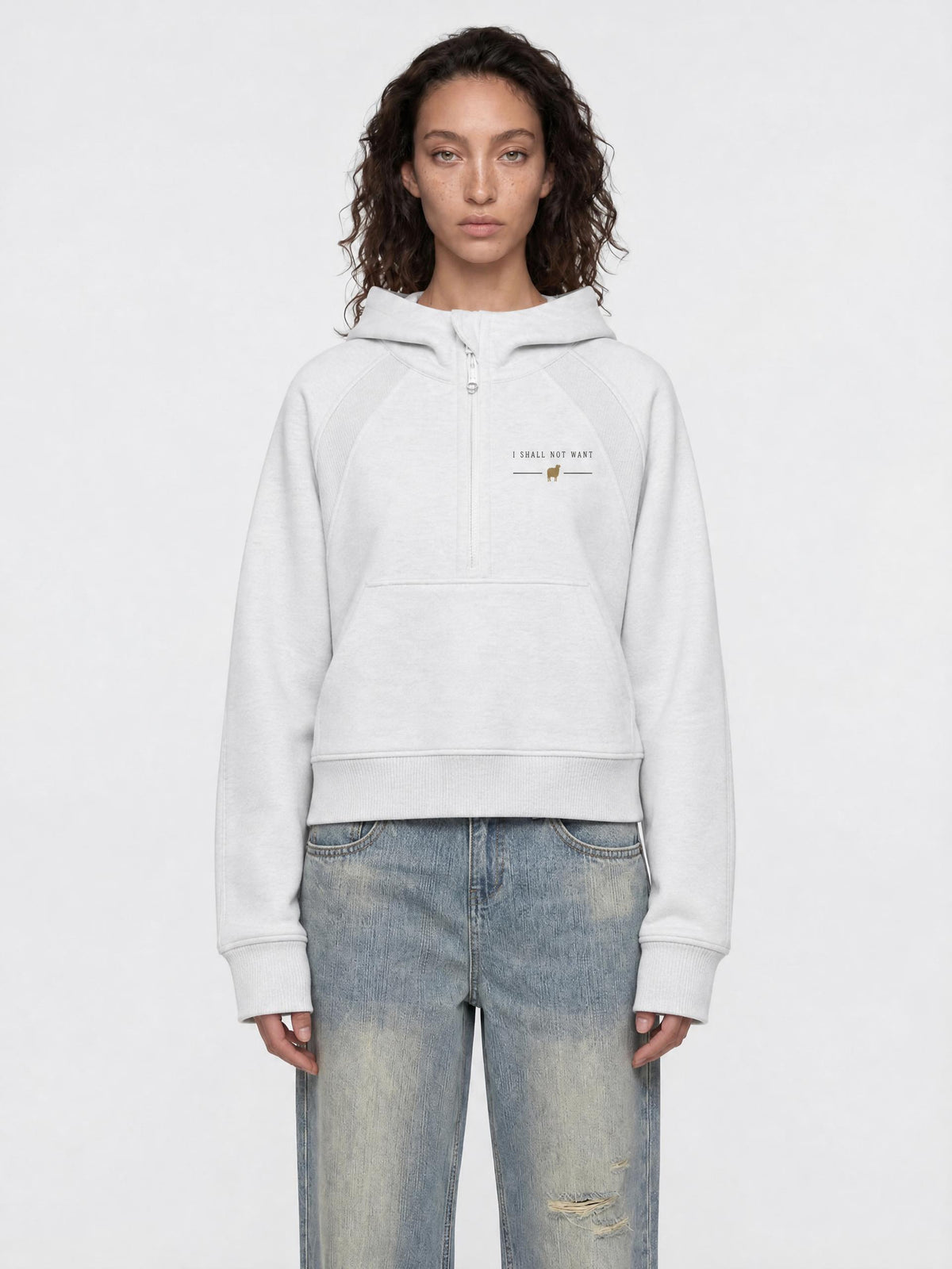 PS23 I shall not want Women’s Cropped Half-Zip Hoodie