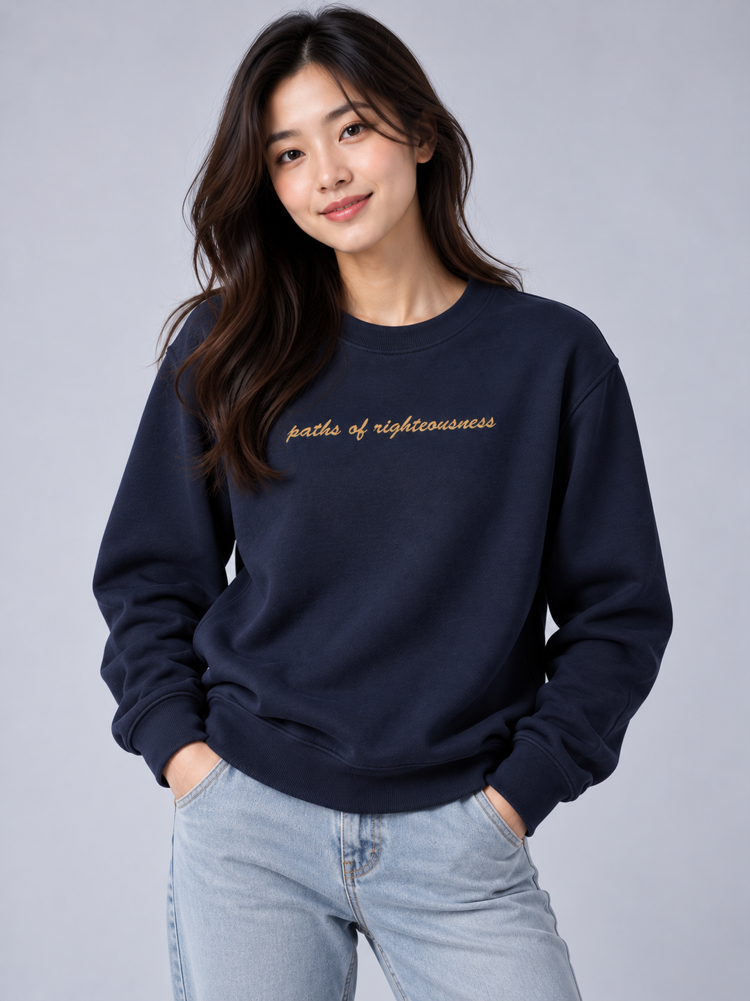 PS23 Embroidery paths of righteousness Essential Heavyweight Crewneck Sweatshirt
