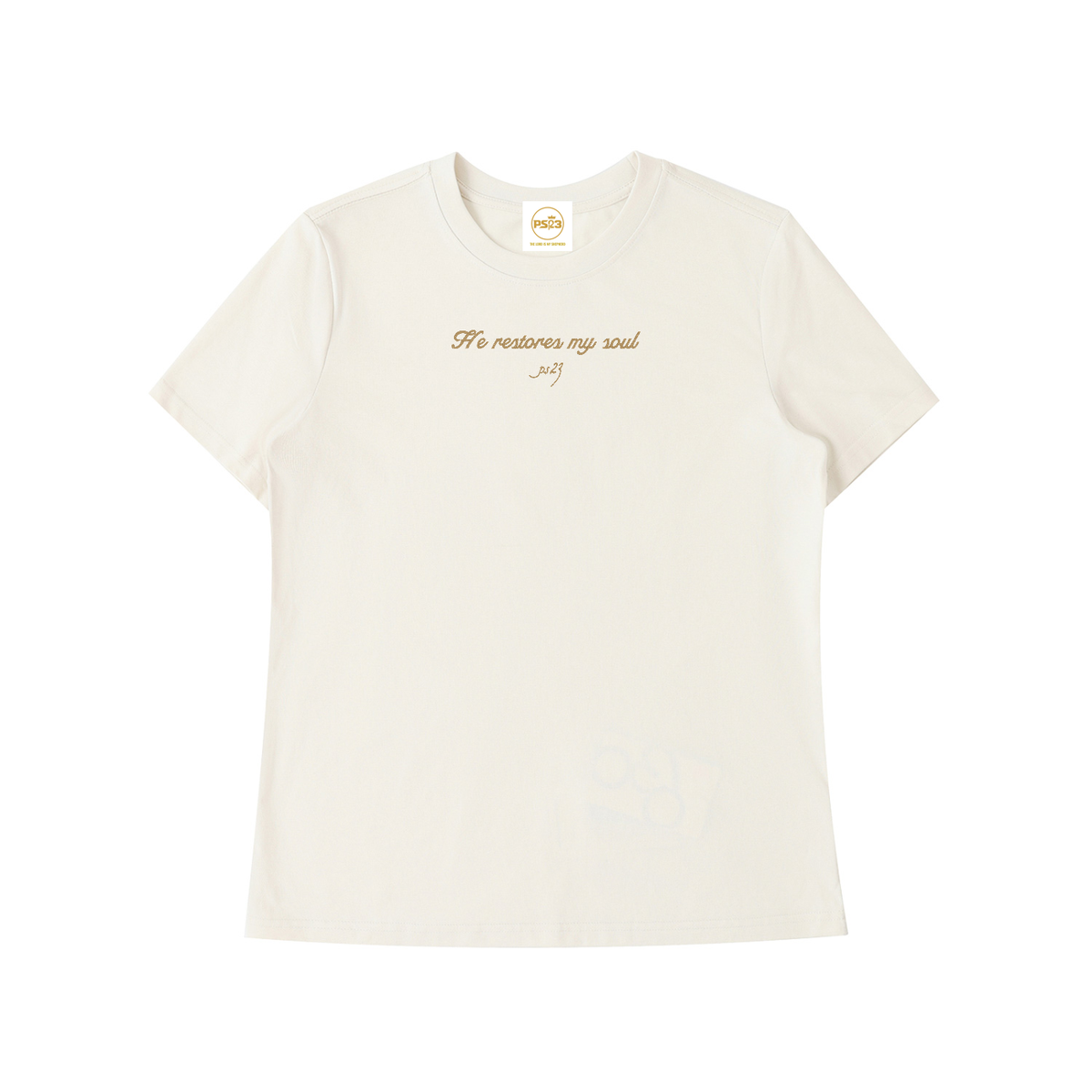 PS23 Embroidery He restores my soul Women’s Standard Shoulder T-Shirt