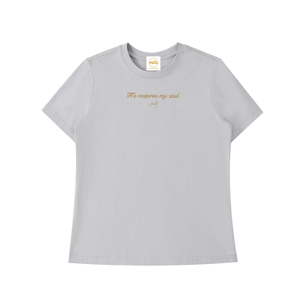 PS23 Embroidery He restores my soul Women’s Standard Shoulder T-Shirt