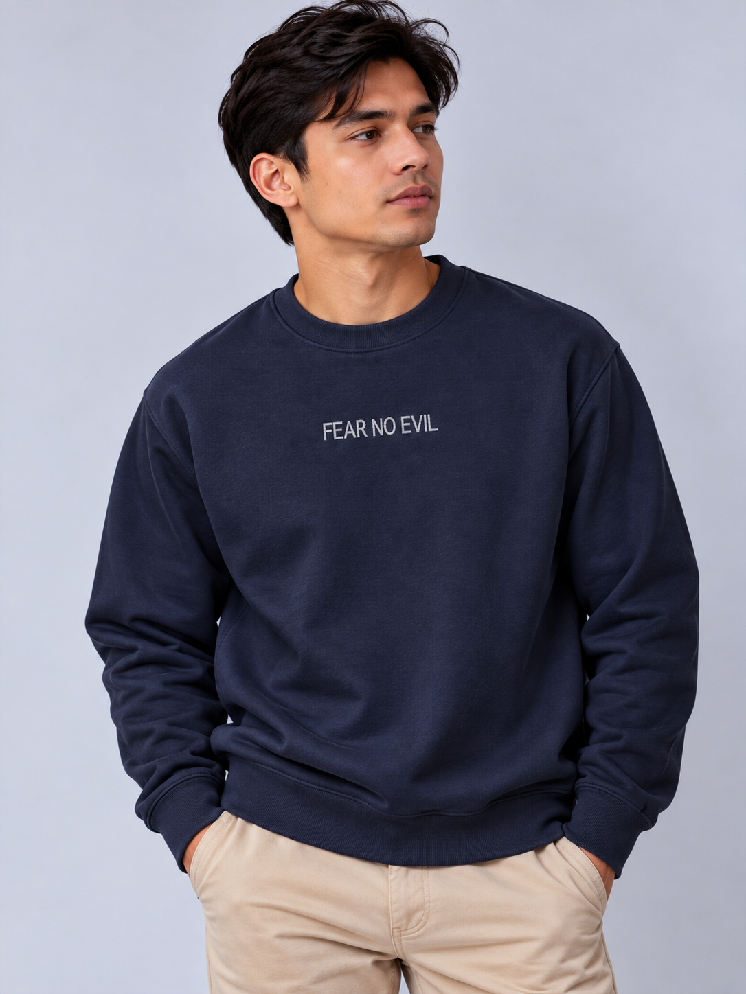 PS23 Embroidery Fear no evil Essential Heavyweight Crewneck Sweatshirt