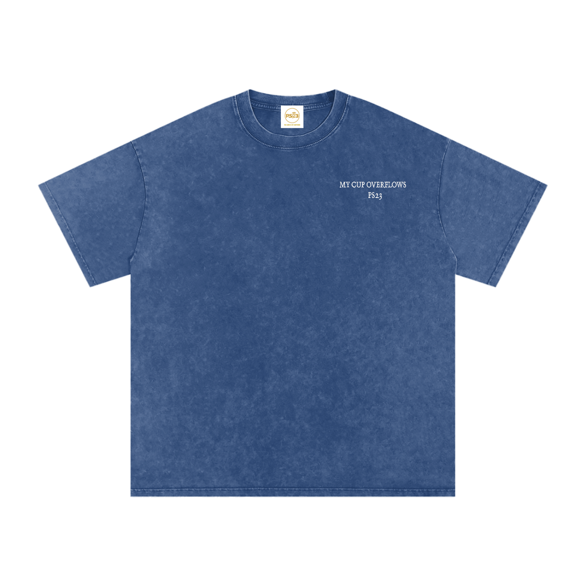 PS23 Embroidery My cup overflows Snow Washed Oversized T-Shirt