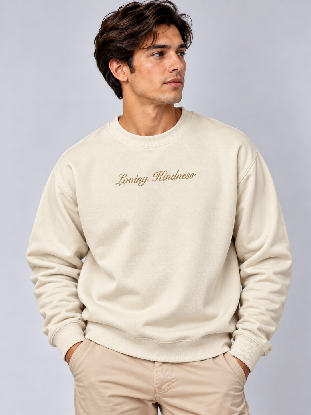 PS23 Embroidery Loving kindness Essential Heavyweight Crewneck Sweatshirt