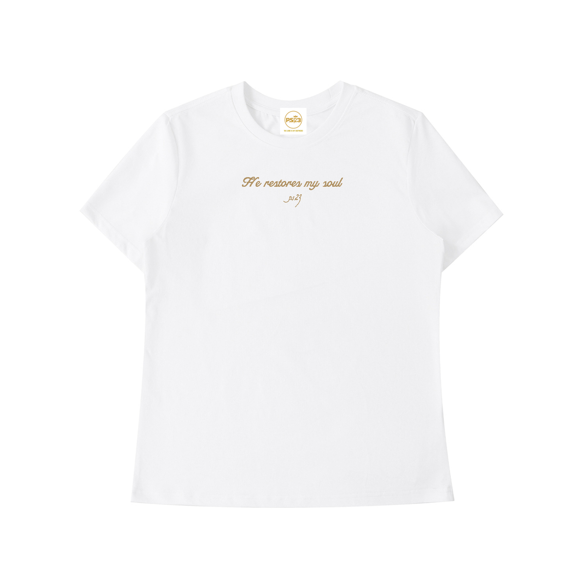 PS23 Embroidery He restores my soul Women’s Standard Shoulder T-Shirt