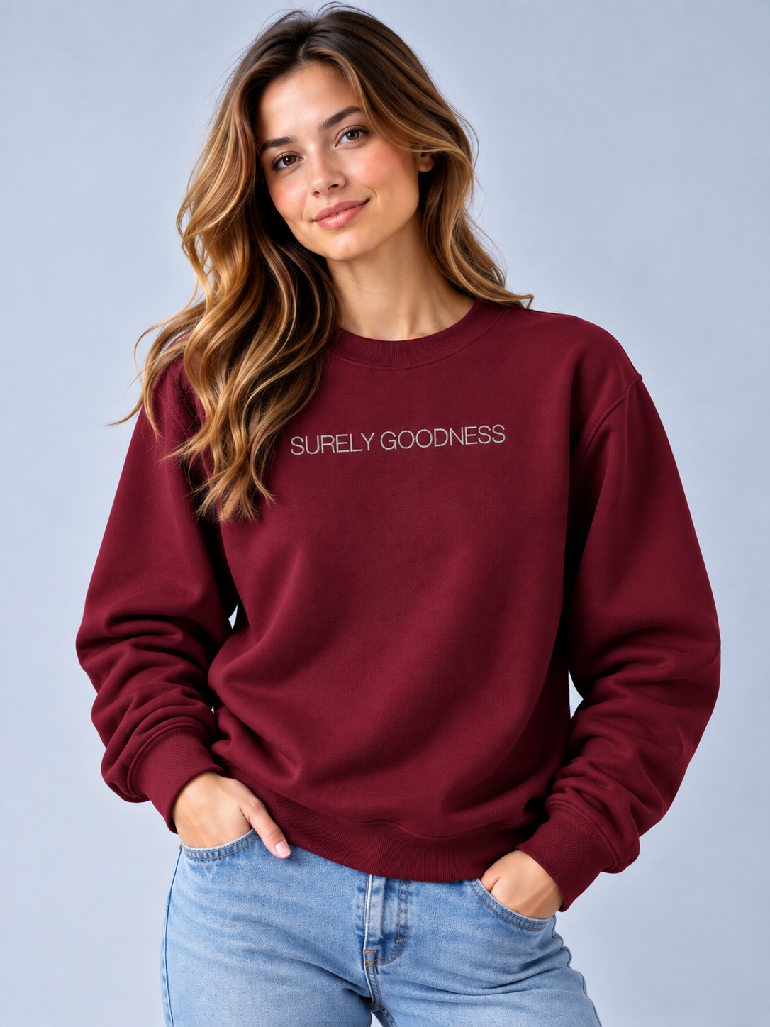 PS23 Embroidery Surely Goodness Essential Heavyweight Crewneck Sweatshirt