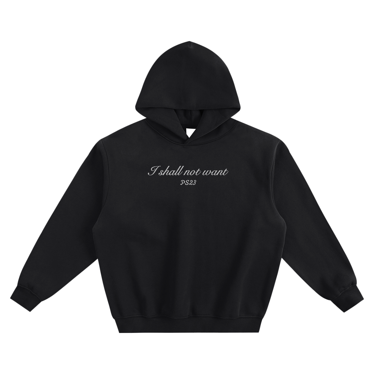 PS23 Embroidery I shall not want Fleeced Boxy Hoodie