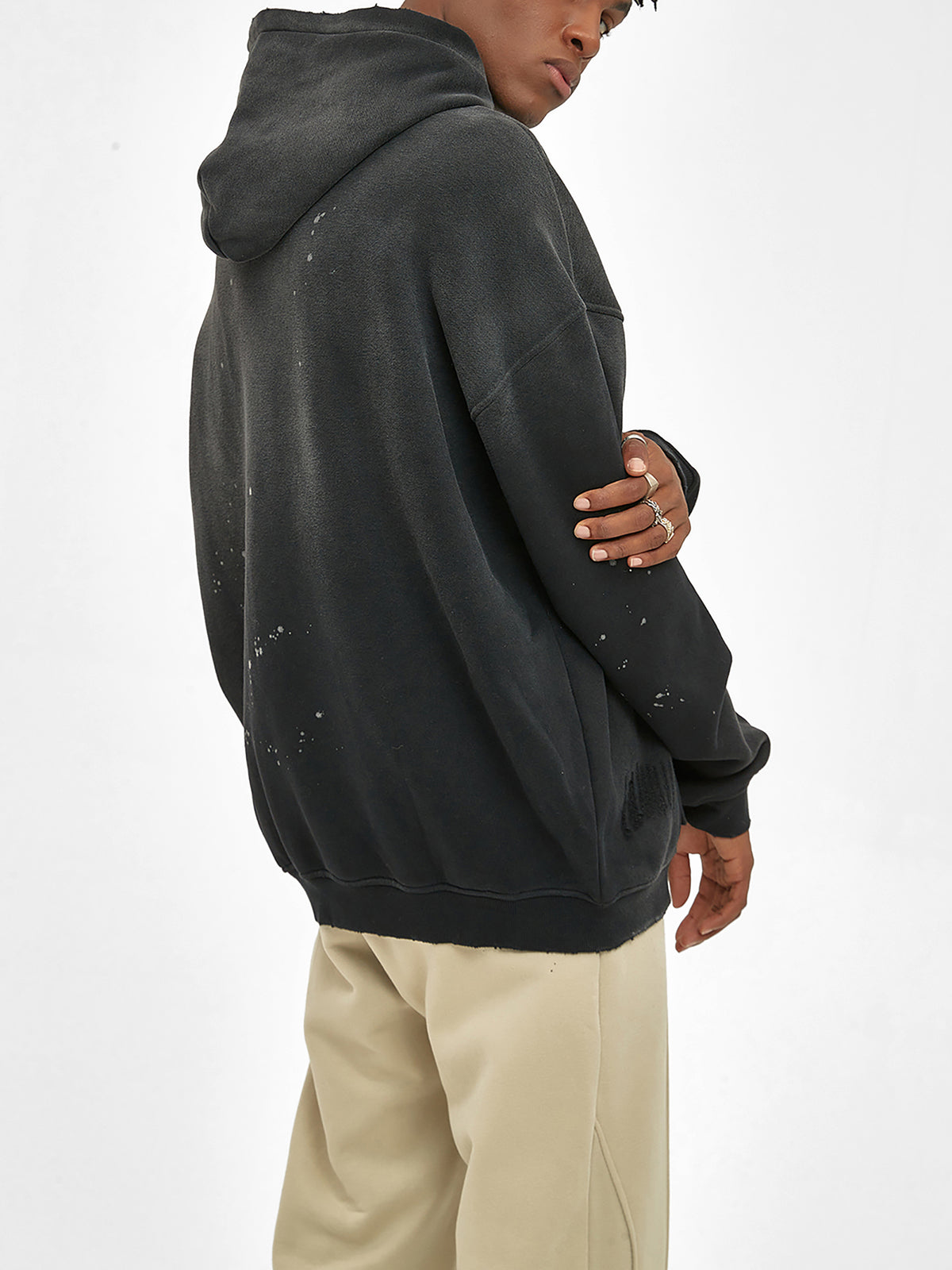 PS23 DEATHRONE Vintage Washed Frayed Fleece Hoodie