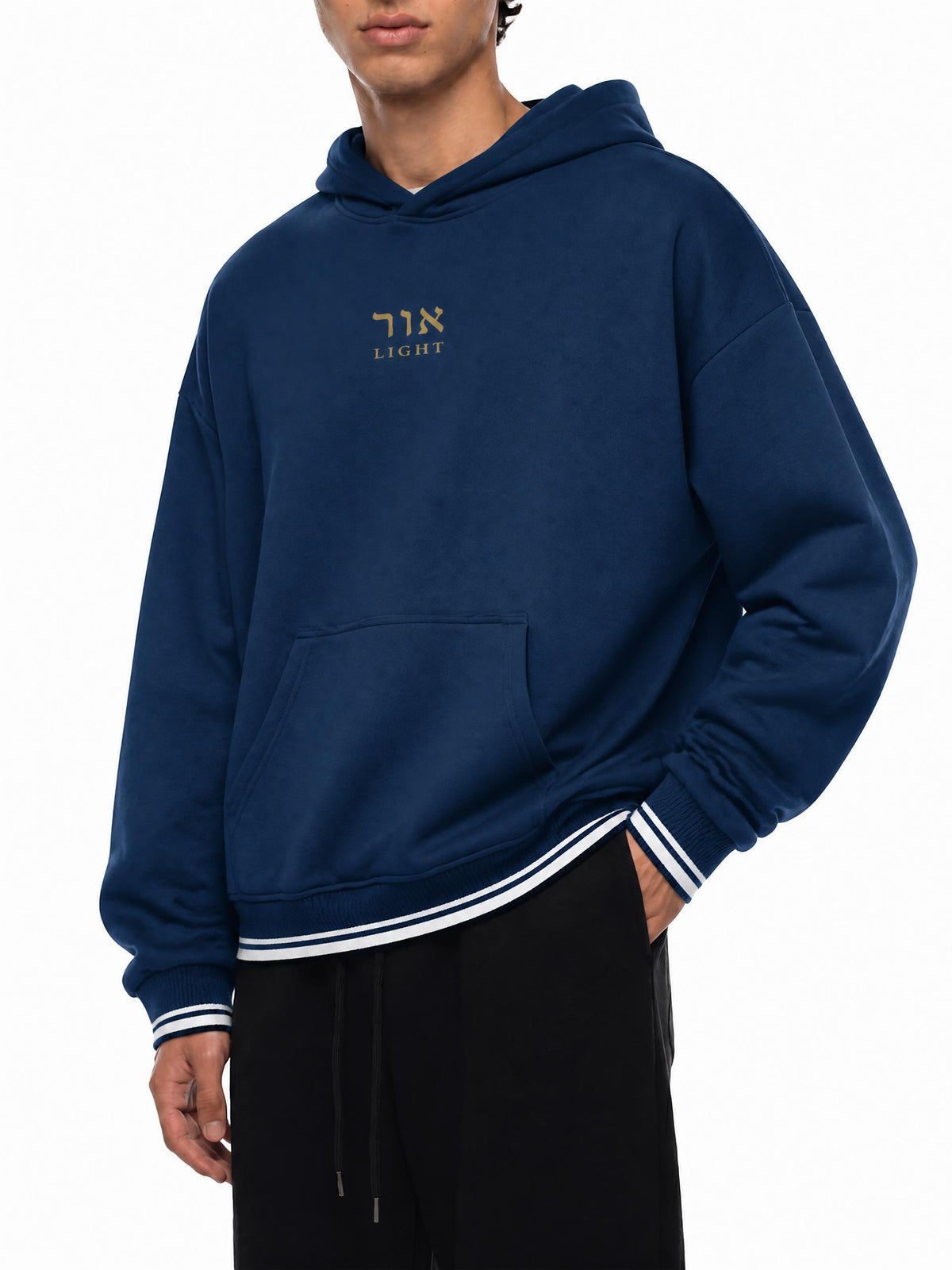 PS23 Hebrew Light Oversized Color Block Fleece Hoodie