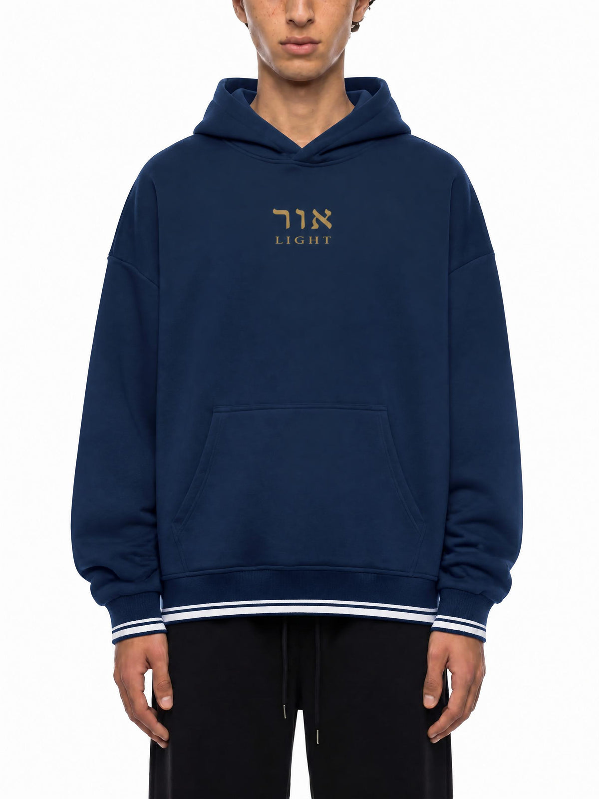 PS23 Hebrew Light Oversized Color Block Fleece Hoodie