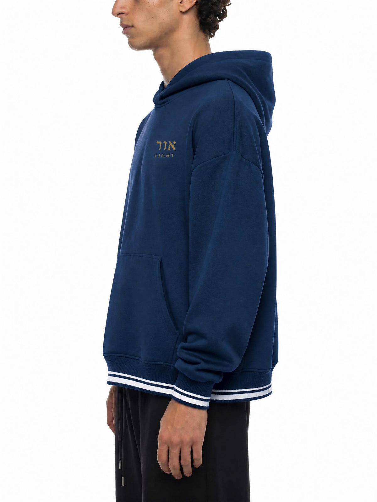 PS23 Hebrew Light Oversized Color Block Fleece Hoodie