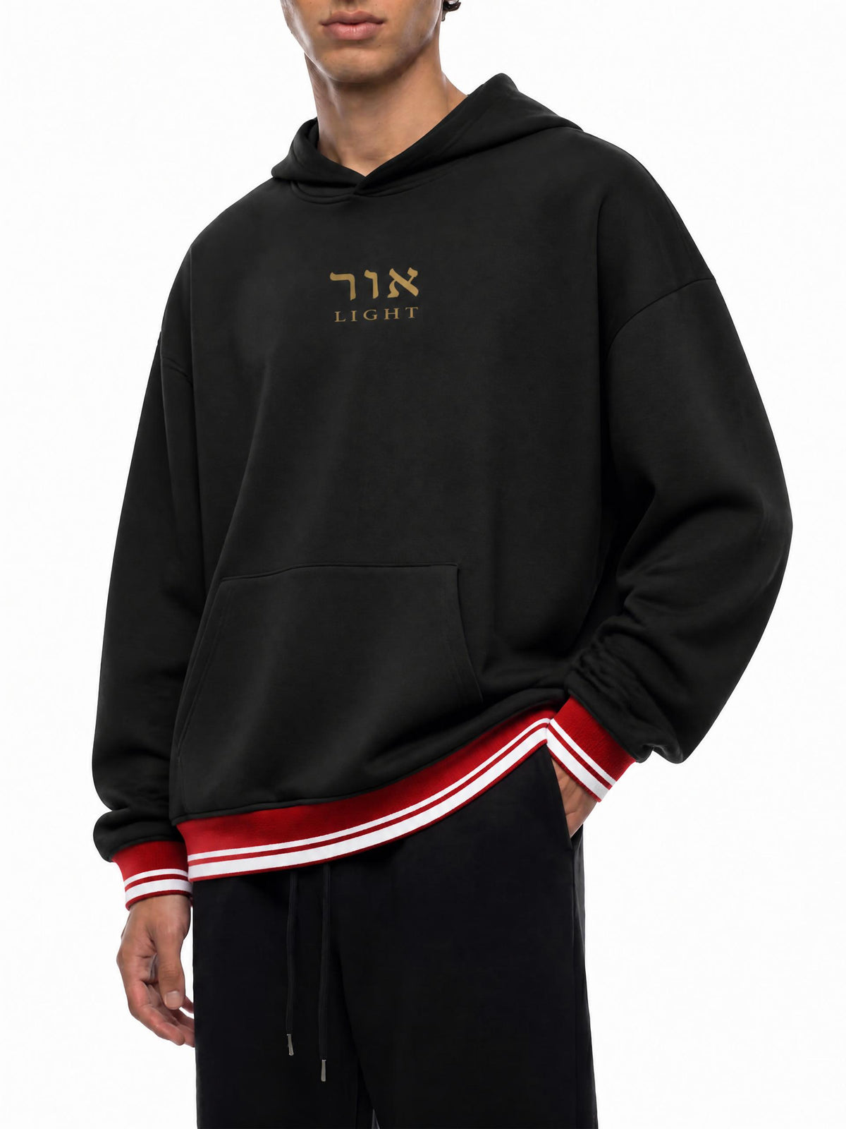 PS23 Hebrew Light Oversized Color Block Fleece Hoodie