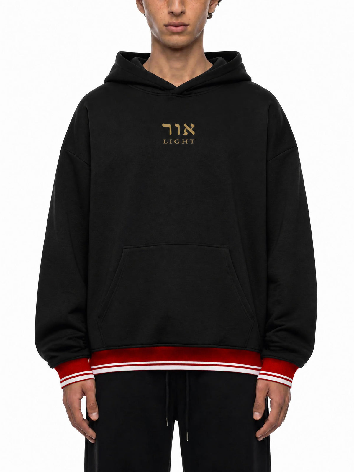 PS23 Hebrew Light Oversized Color Block Fleece Hoodie