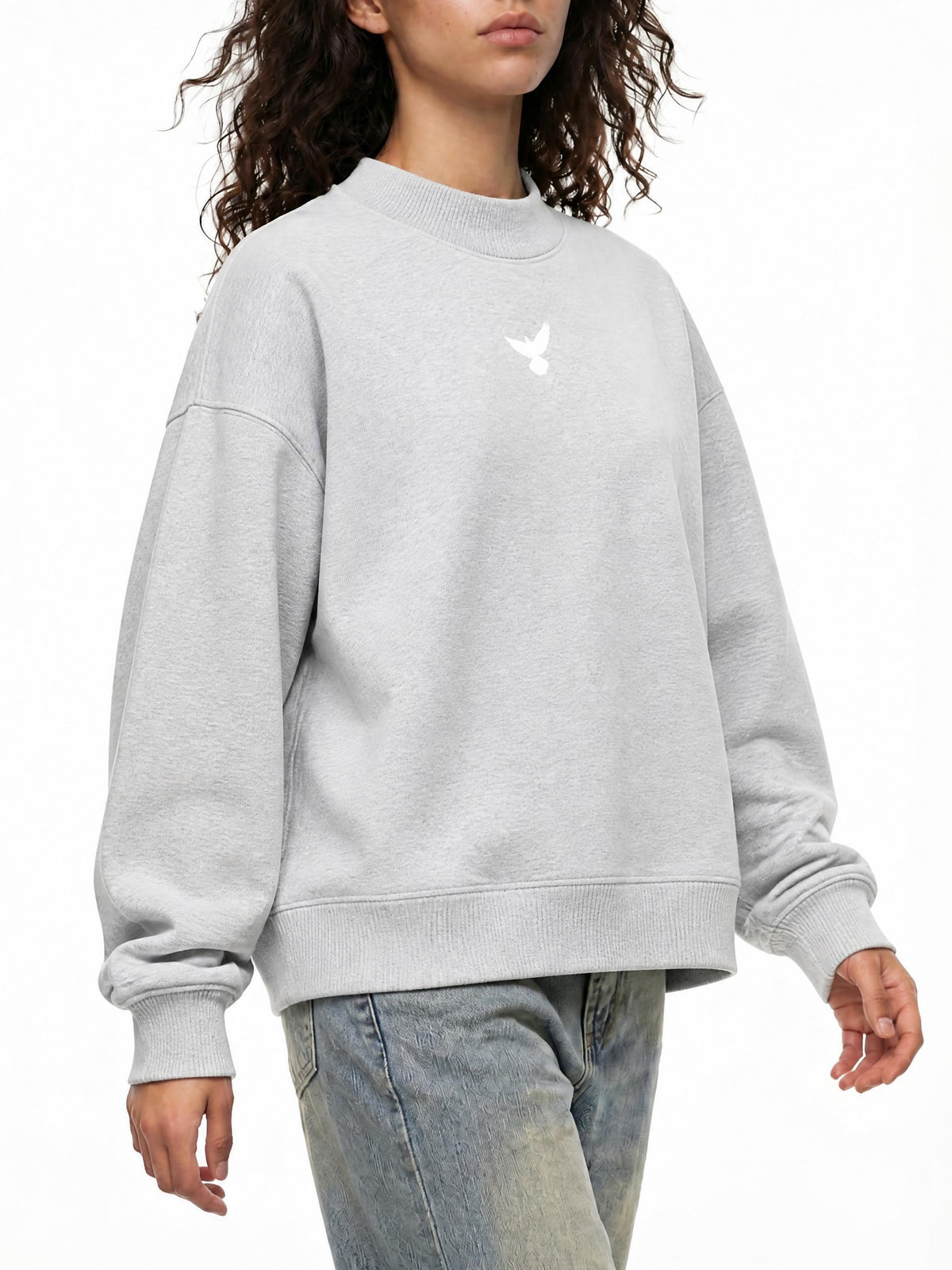 PS23 Dove Women’s Fleece Mock-Neck Crew Sweatshirt