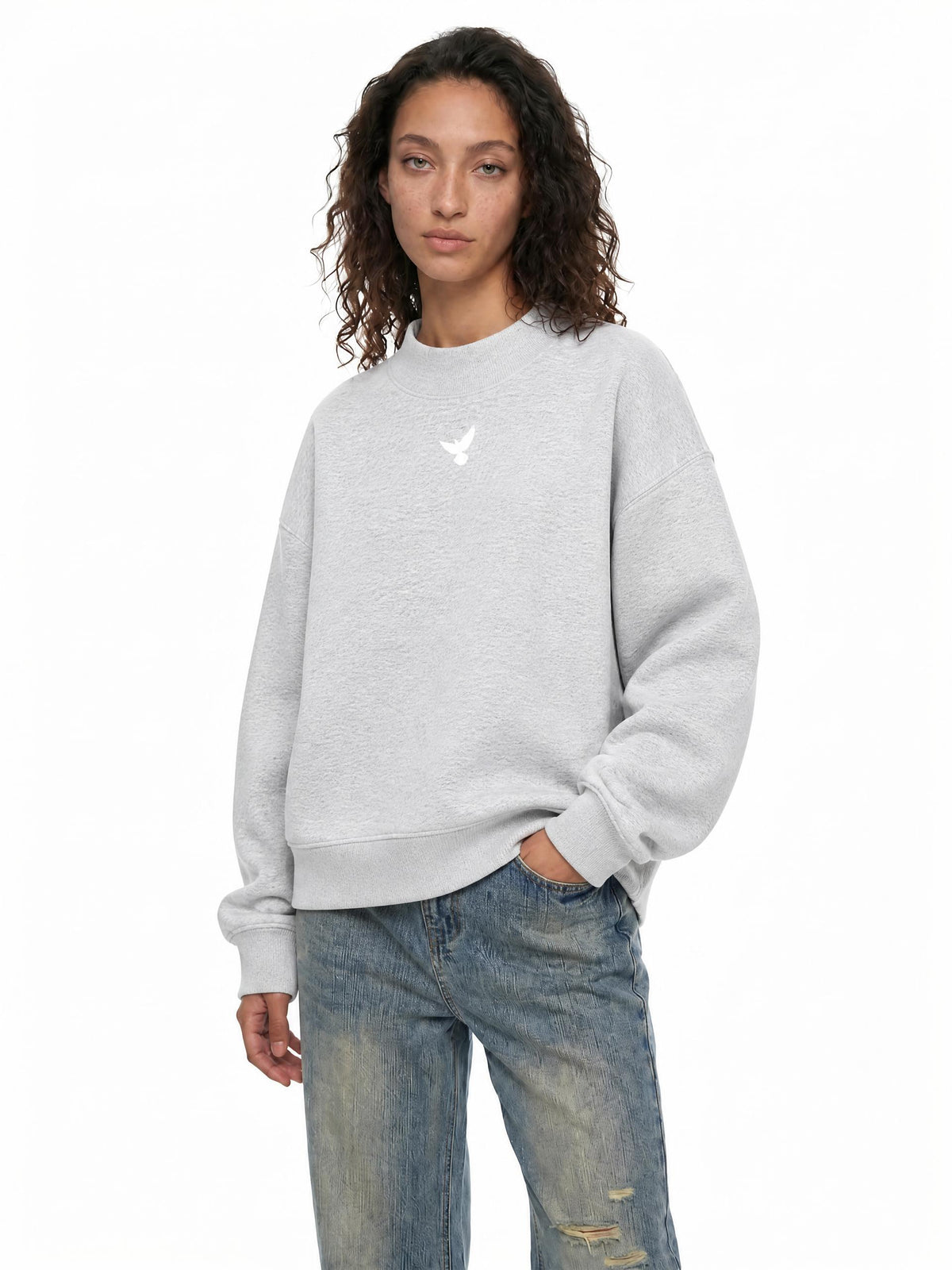 PS23 Dove Women’s Fleece Mock-Neck Crew Sweatshirt