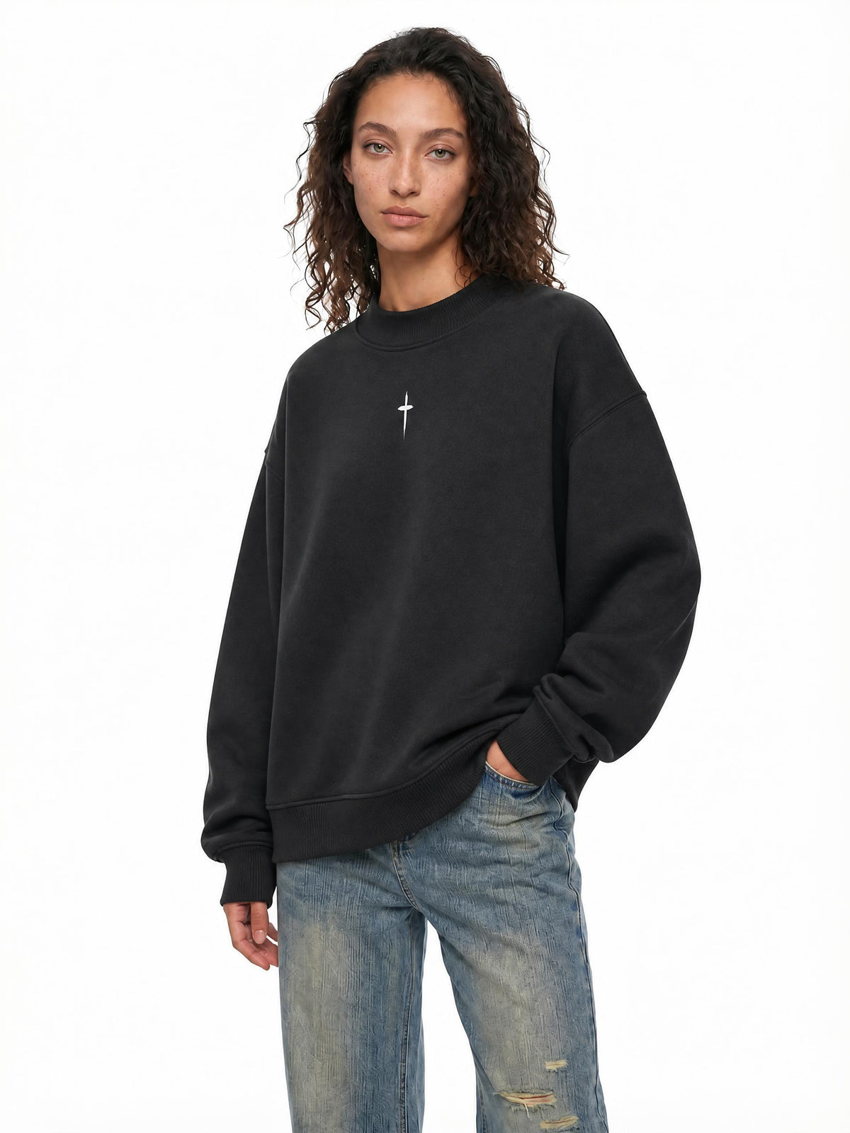 PS23 The Cross Women’s Fleece Mock-Neck Crew Sweatshirt