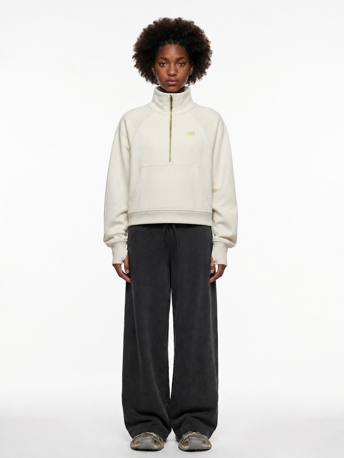 PS23 Hebrew Love Women’s Cropped Half-Zip Sweatshirt