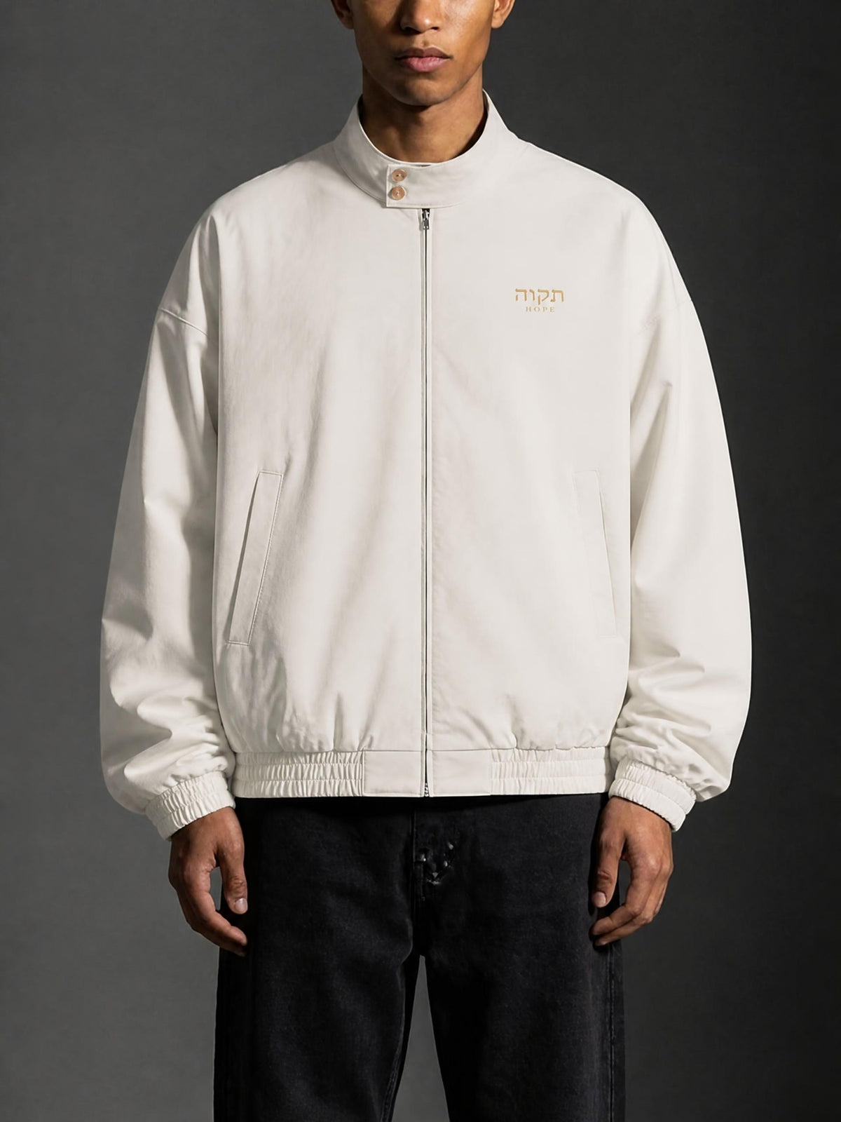 PS23 Hebrew hope Stand Collar Bomber Jacket