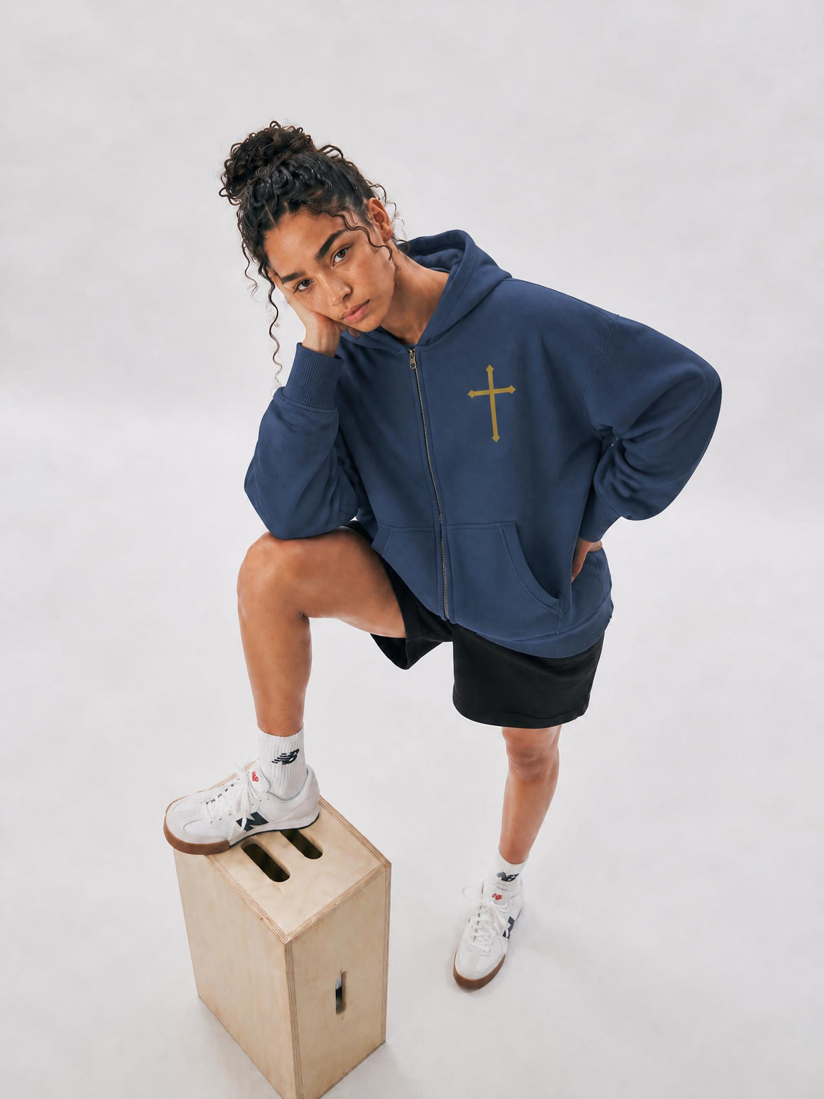 PS23 The Cross Oversized Fleece Boxy Hoodie