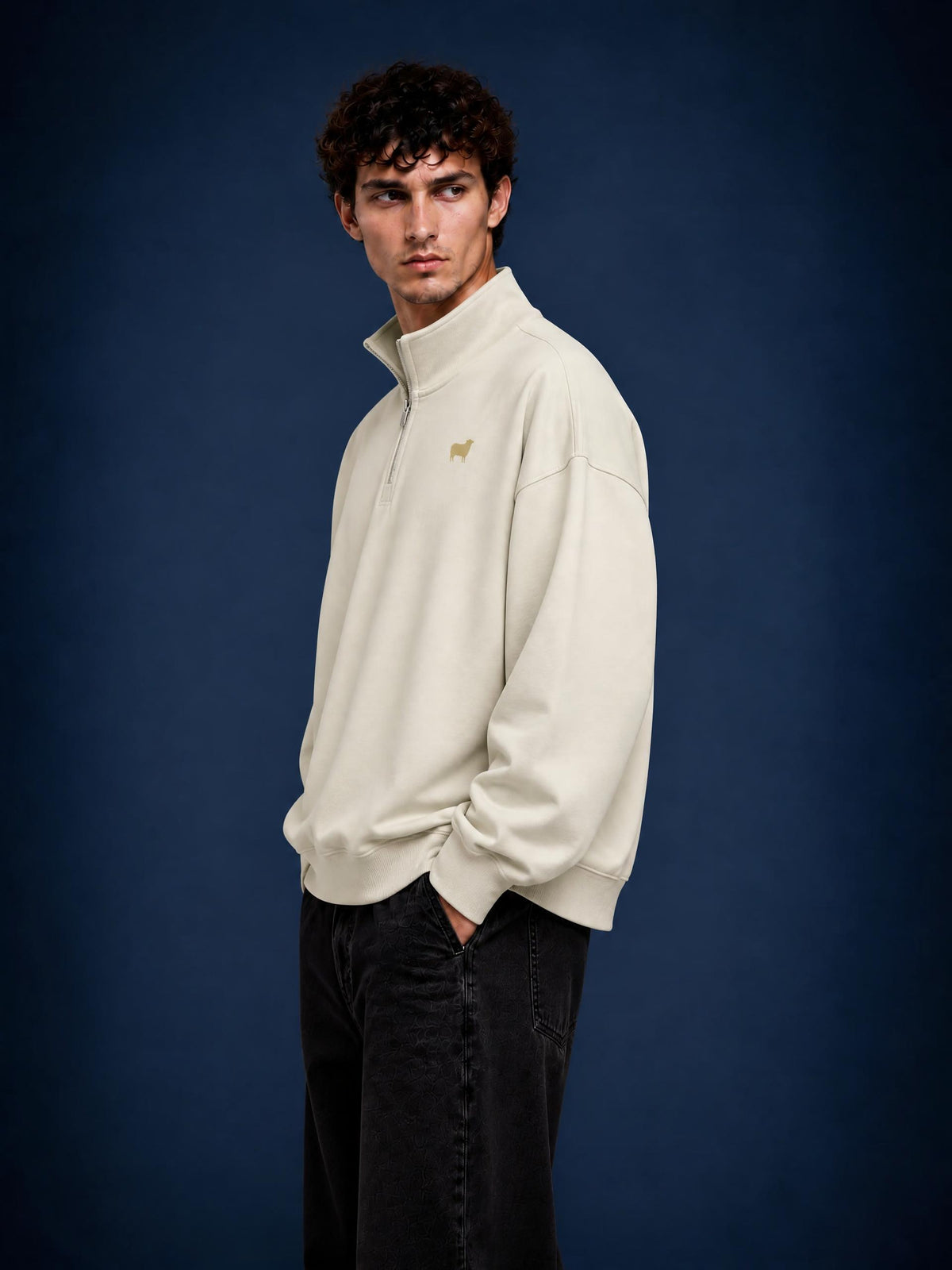 PS23 Sheep Quarter-Zip Drop Shoulder Sweatshirt