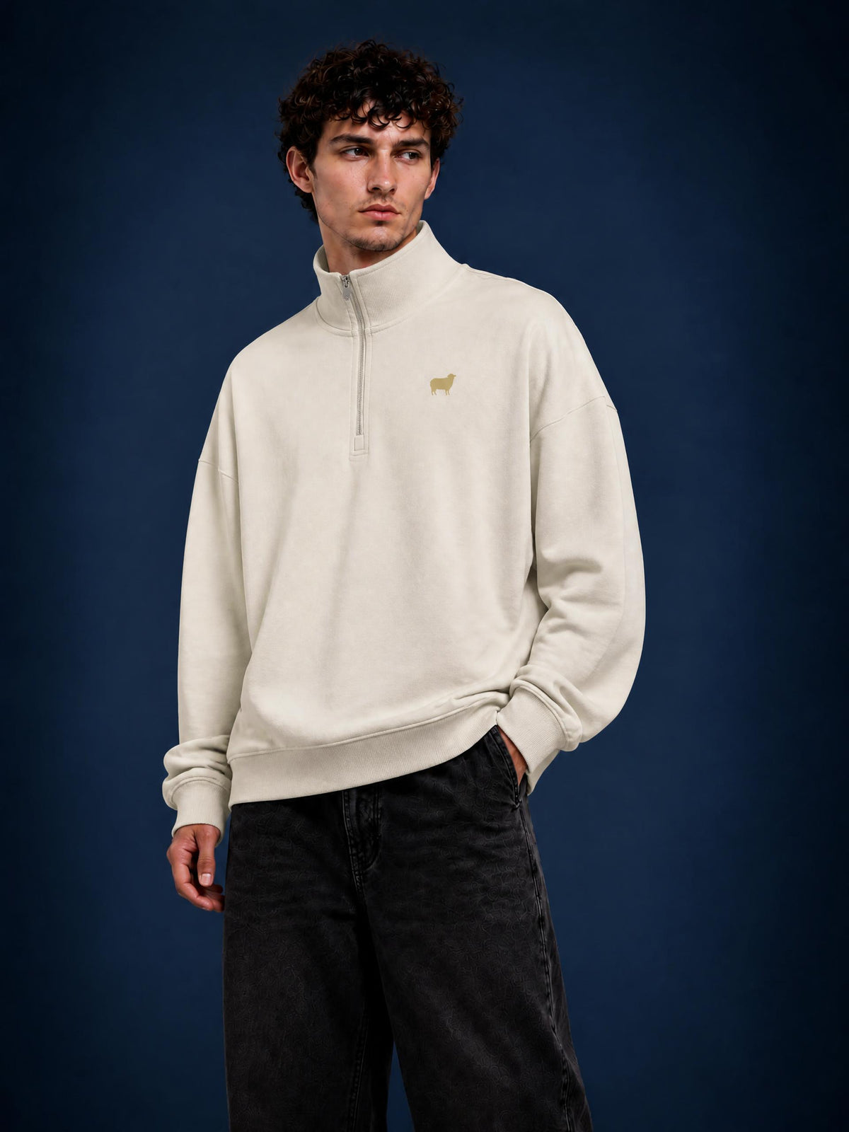 PS23 Sheep Quarter-Zip Drop Shoulder Sweatshirt